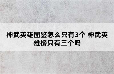 神武英雄图鉴怎么只有3个 神武英雄榜只有三个吗